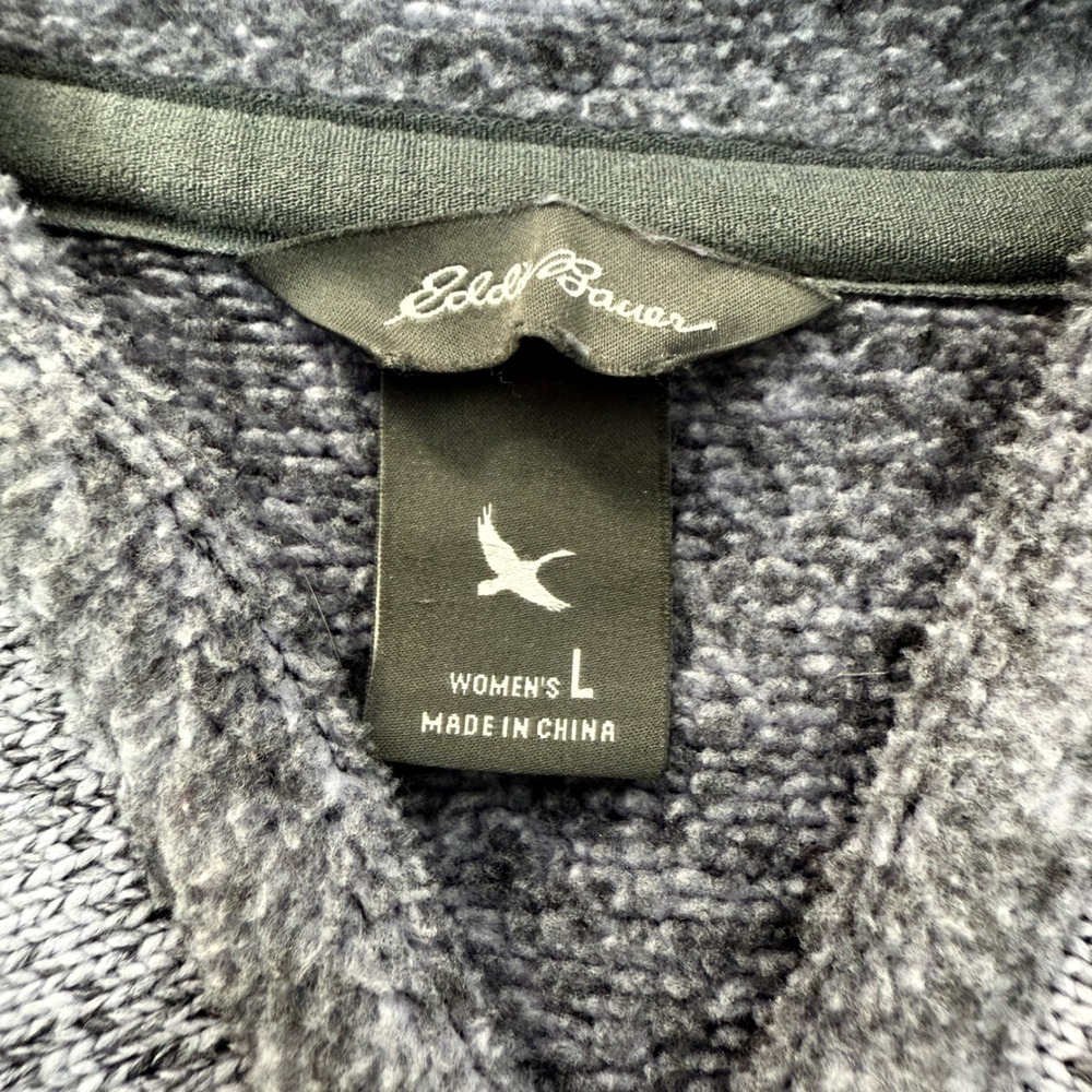 Eddie Bauer Women V Neck Pullover Fleece Sweatshirt Purple Lavender Size L - Picture 8 of 11